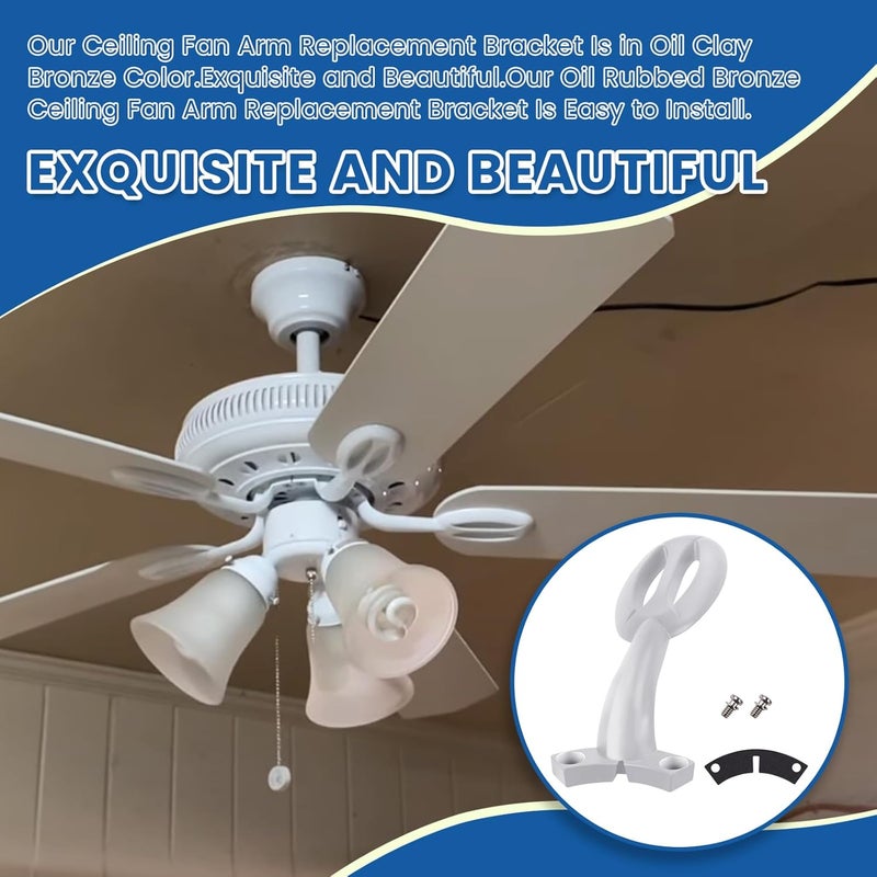 Ciuouient Ceiling Fan Arm Replacement Bracket Compatible with H-ampton Bay Glendale II 52 in. LED Indoor White Ceiling Fan AG524PR-WH,1Pc(White) - Image 4